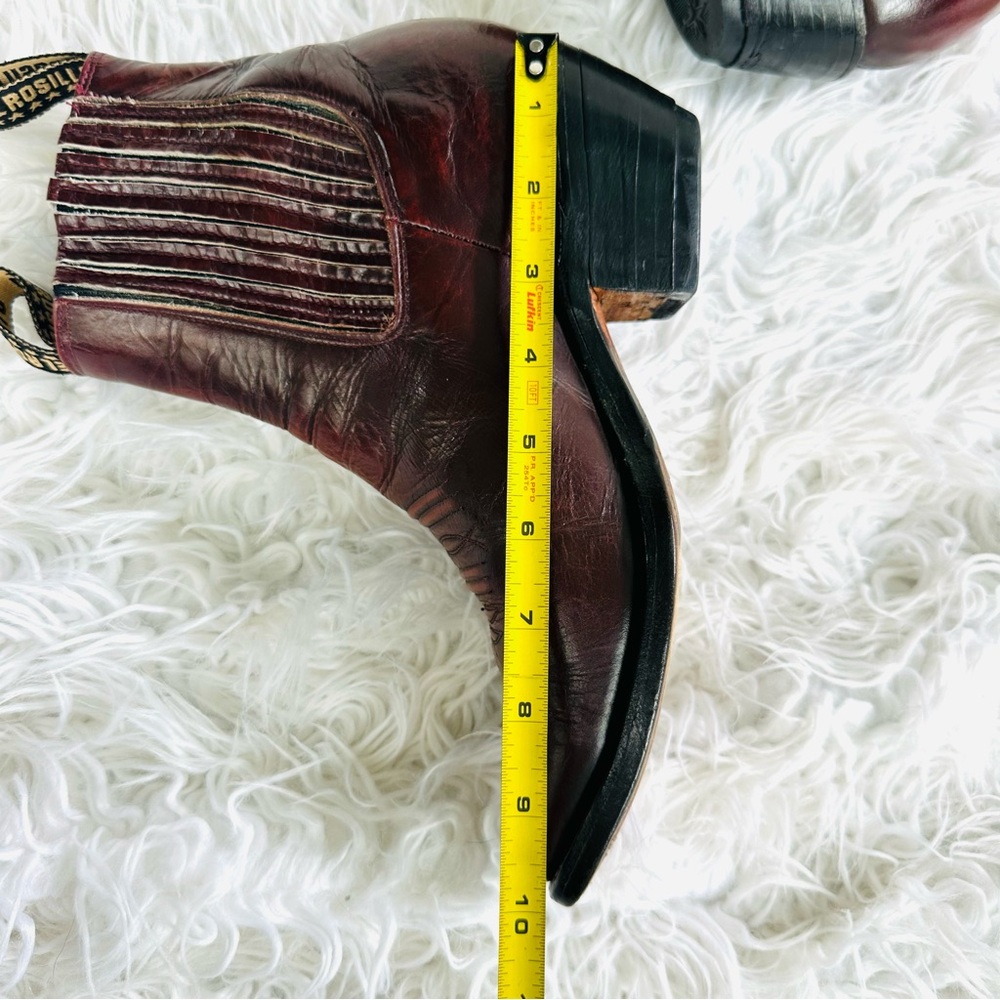 Mens Burgundy Leather Western Boots - Picture 14 of 16